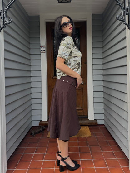 Brown Midi Skirt | Size 10