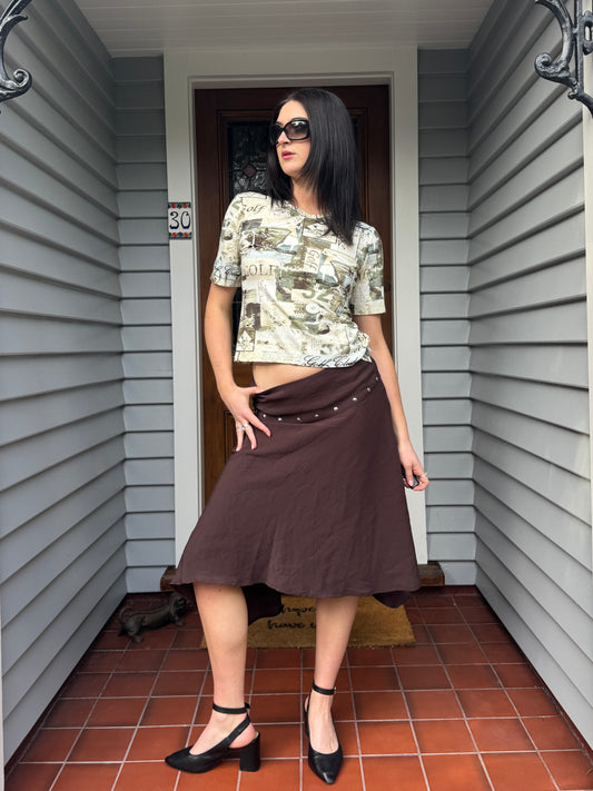 Brown Midi Skirt | Size 10