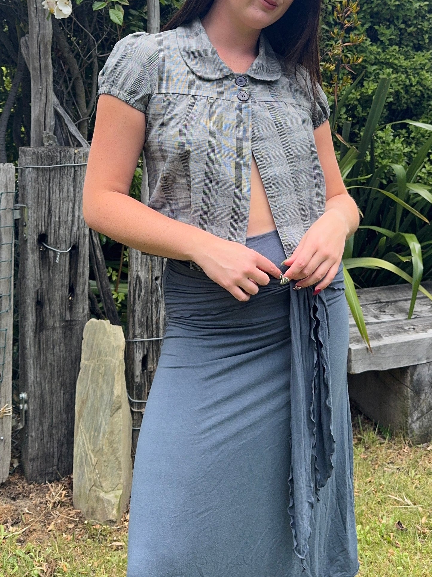 Checkered Button-Up Top | Size 10