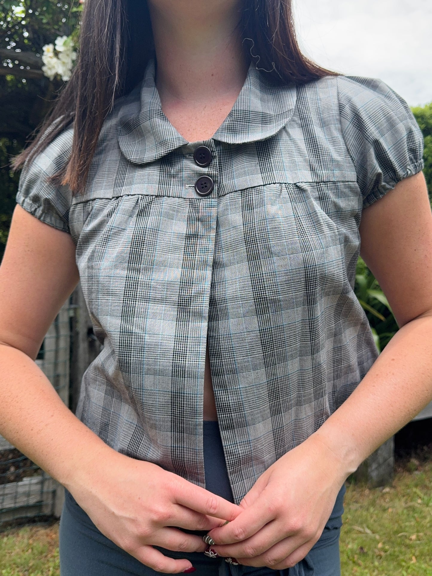 Checkered Button-Up Top | Size 10