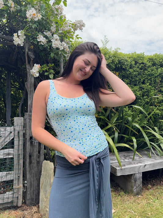 Blue Polka Dot Top | Size L