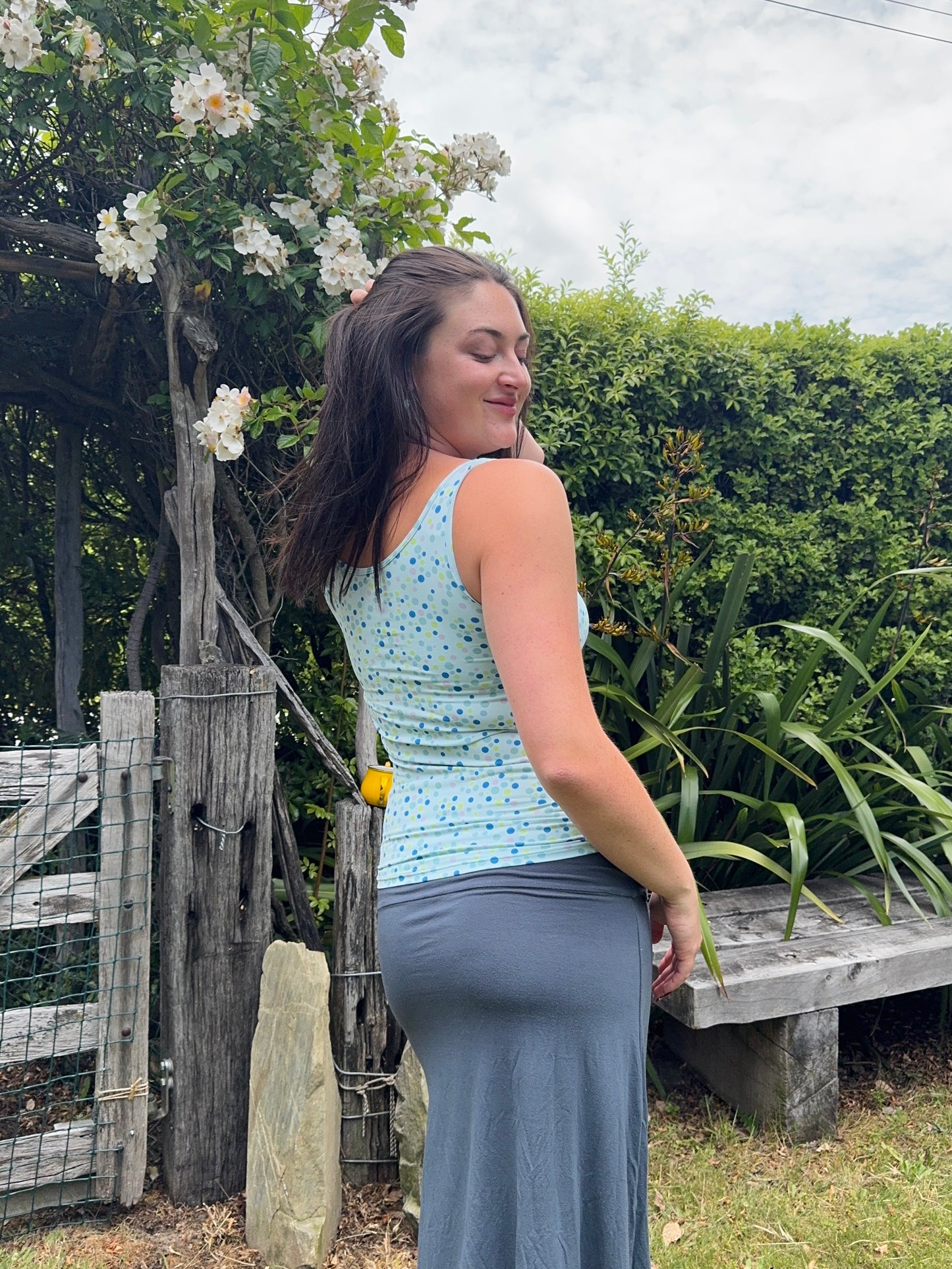 Blue Polka Dot Top | Size L