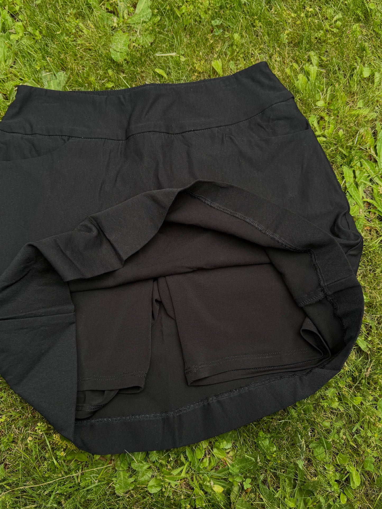 Black Mini Skirt with Built-in Shorts | Size S